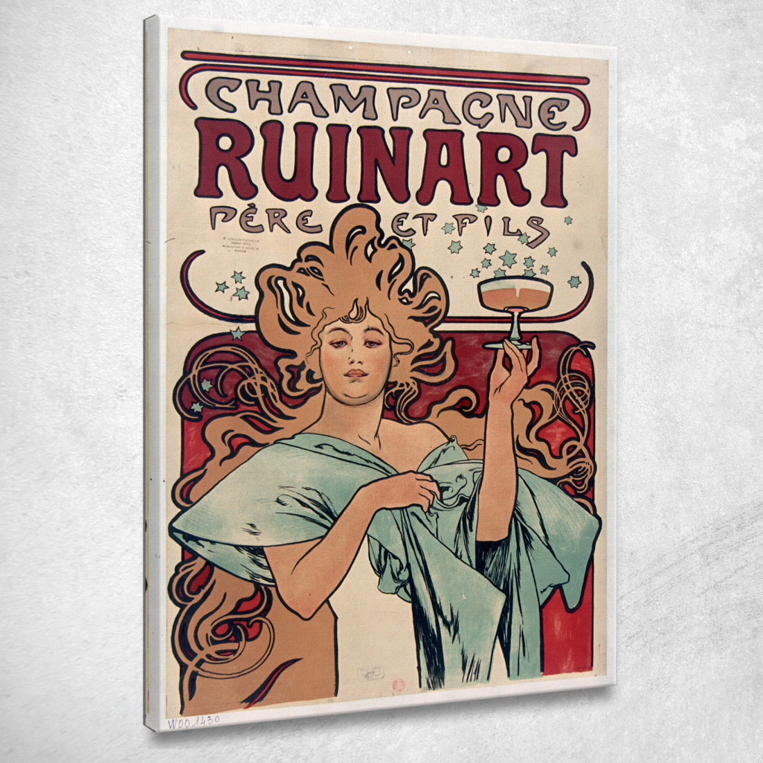 Champagne Ruinart Père Et Fils Alphonse Mucha amu27 quadro stampato su tela