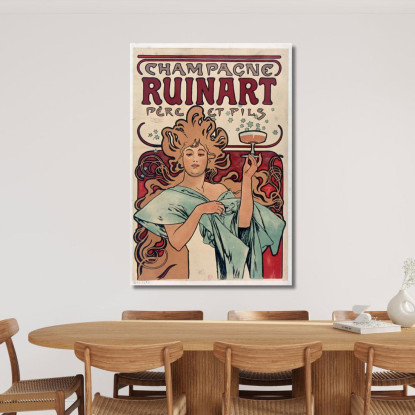 Champagne Ruinart Père Et Fils Alphonse Mucha amu27 quadro stampato su tela