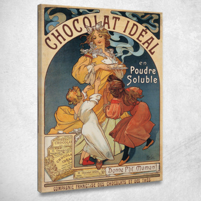 Cioccolato Ideale Alphonse Mucha amu28 quadro stampato su tela