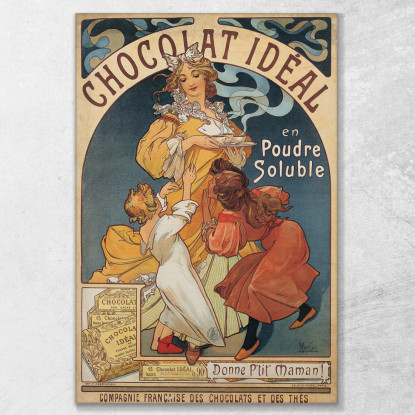 Cioccolato Ideale Alphonse Mucha amu28 quadro stampato su tela