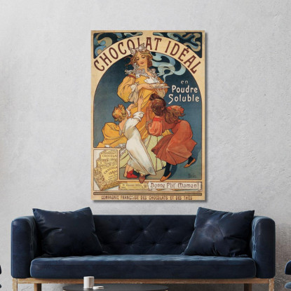Cioccolato Ideale Alphonse Mucha amu28 quadro stampato su tela