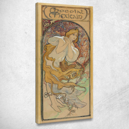 Cioccolato Messicano Alphonse Mucha amu29 quadro stampato su tela