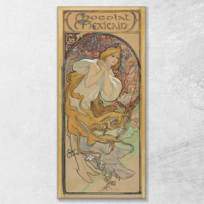 Cioccolato Messicano Alphonse Mucha amu29 quadro stampato su tela