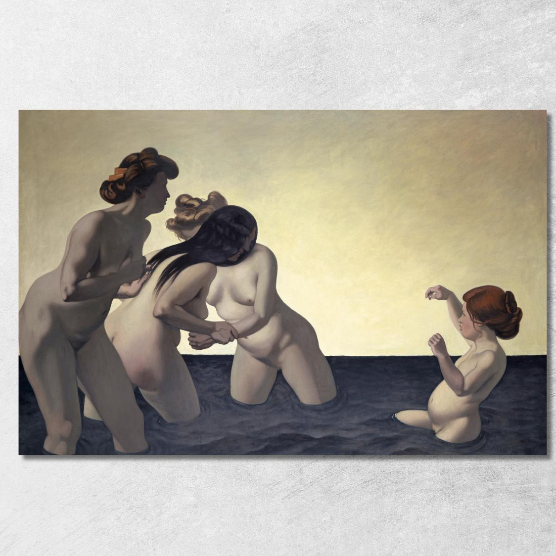 Tre Donne E Una Bambina Che Giocano Nell'Acqua Félix Vallotton fvl68 quadro stampato su tela