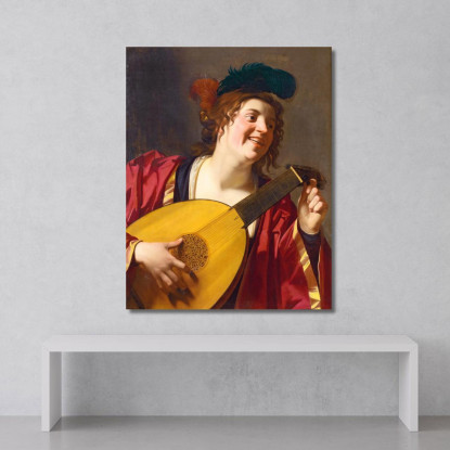 Una Donna Che Accorda Un Liuto Gerard van Honthorst gvh5 quadro stampato su tela