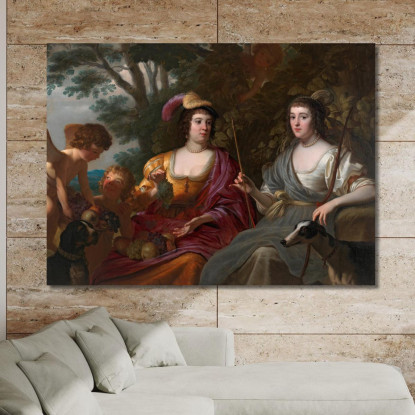 Doppio Ritratto Di Amalia Van Solms E Charlotte De La Trémoïlle Gerard van Honthorst gvh17 quadro stampato su tela