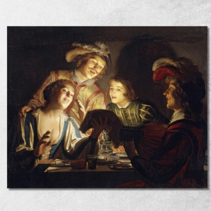 Gruppo Musicale A Lume Di Candela Gerard van Honthorst gvh27 quadro stampato su tela