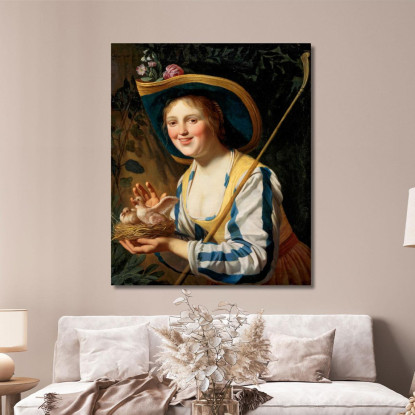 Pastorella Con I Piccioni Gerard van Honthorst gvh43 quadro stampato su tela