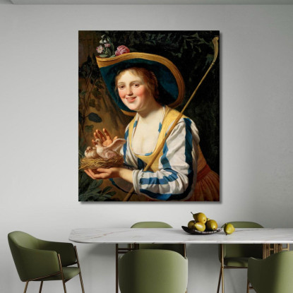 Pastorella Con I Piccioni Gerard van Honthorst gvh43 quadro stampato su tela