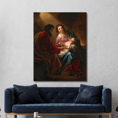 La Sacra Famiglia Gerard van Honthorst gvh50 quadro stampato su tela