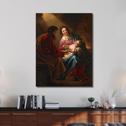 La Sacra Famiglia Gerard van Honthorst gvh50 quadro stampato su tela