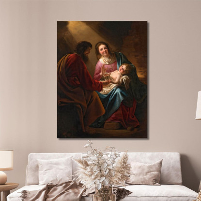 La Sacra Famiglia Gerard van Honthorst gvh50 quadro stampato su tela