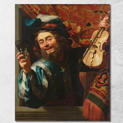 L'Allegro Violinista Gerard van Honthorst gvh52 quadro stampato su tela