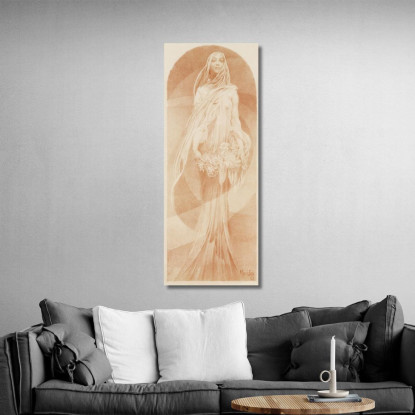Evocazione Alphonse Mucha amu38 quadro stampato su tela