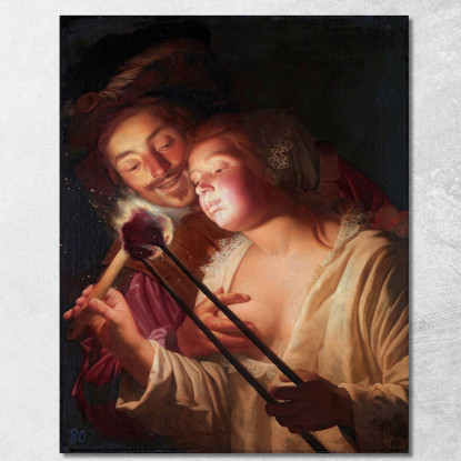 Il Soldato E La Ragazza Gerard van Honthorst gvh55 quadro stampato su tela