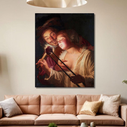 Il Soldato E La Ragazza Gerard van Honthorst gvh55 quadro stampato su tela