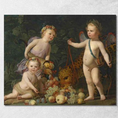 Tre Bambini Con Frutta E Un Giaguaro Gerard van Honthorst gvh58 quadro stampato su tela