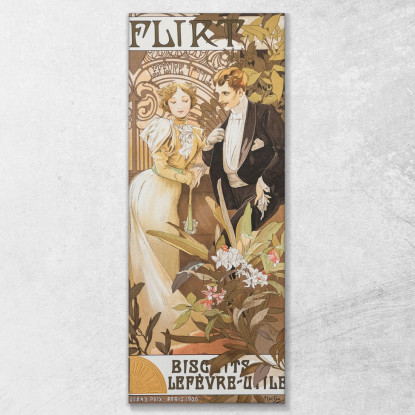 Flirt Lefevre Utile 1899 Alphonse Mucha amu43 quadro stampato su tela