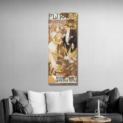 Flirt Lefevre Utile 1899 Alphonse Mucha amu43 quadro stampato su tela