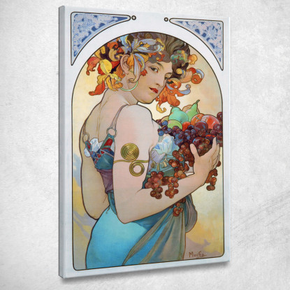 Frutta Alphonse Mucha amu46 quadro stampato su tela