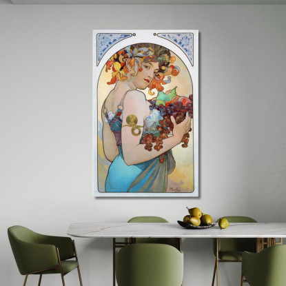 Frutta Alphonse Mucha amu46 quadro stampato su tela