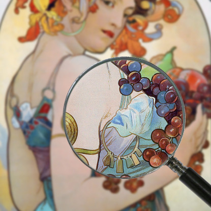 Frutta Alphonse Mucha amu46 quadro stampato su tela