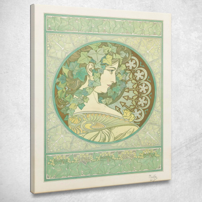 Edera Alphonse Mucha amu54 quadro stampato su tela