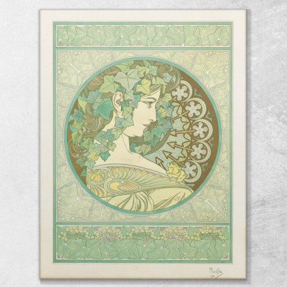 Edera Alphonse Mucha amu54 quadro stampato su tela