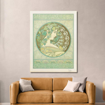 Edera Alphonse Mucha amu54 quadro stampato su tela