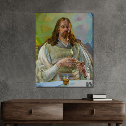 Cristo In Emmaus Sezione Centrale Del Trittico Jacek Malczewski jml12 quadro stampato su tela