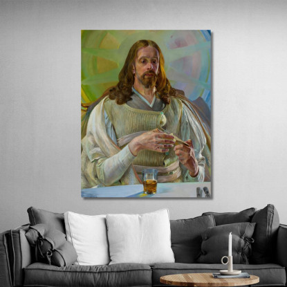 Cristo In Emmaus Sezione Centrale Del Trittico Jacek Malczewski jml12 quadro stampato su tela