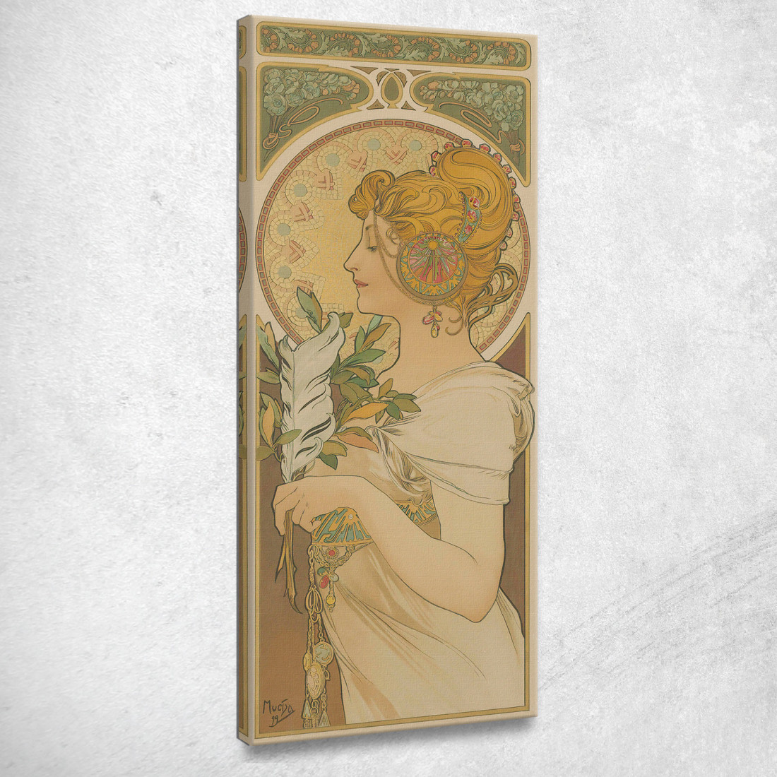 Piuma Alphonse Mucha amu61 quadro stampato su tela