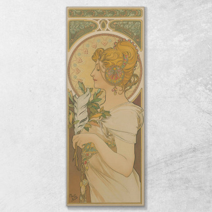 Piuma Alphonse Mucha amu61 quadro stampato su tela