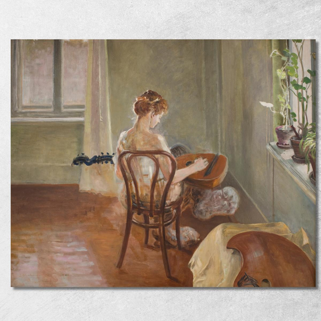 Interno Con La Chimera Che Suona La Chitarra Jacek Malczewski jml46 quadro stampato su tela