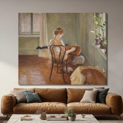 Interno Con La Chimera Che Suona La Chitarra Jacek Malczewski jml46 quadro stampato su tela