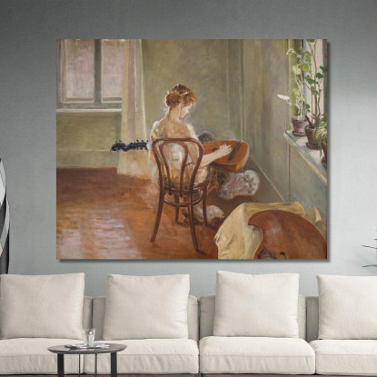 Interno Con La Chimera Che Suona La Chitarra Jacek Malczewski jml46 quadro stampato su tela