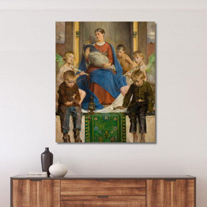 Madonna E Bambini Jacek Malczewski jml56 quadro stampato su tela