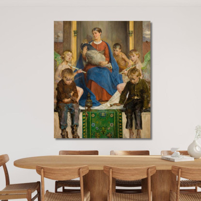 Madonna E Bambini Jacek Malczewski jml56 quadro stampato su tela
