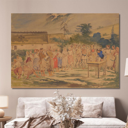 Contadini In Attesa Di Pagamento Jacek Malczewski jml74 quadro stampato su tela