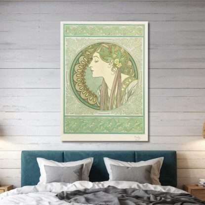 Alloro Alphonse Mucha amu66 quadro stampato su tela