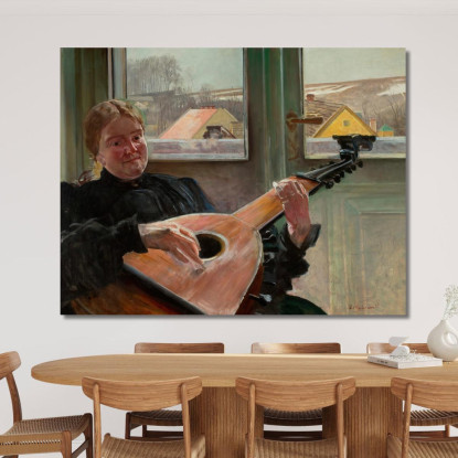 Ritratto Della Sorella Dell'Artista Helena Con Un Liuto Jacek Malczewski jml83 quadro stampato su tela