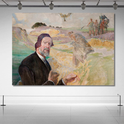 Autoritratto Con Una Strada Polacca Jacek Malczewski jml112 quadro stampato su tela