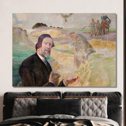 Autoritratto Con Una Strada Polacca Jacek Malczewski jml112 quadro stampato su tela