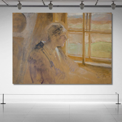 Schizzo Di Una Donna Alla Finestra Jacek Malczewski jml118 quadro stampato su tela