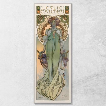 Leslie Carter 1908 Alphonse Mucha amu73 quadro stampato su tela