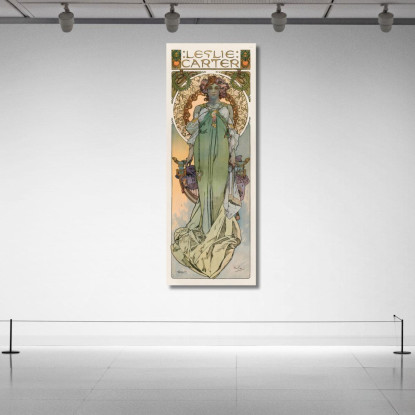 Leslie Carter 1908 Alphonse Mucha amu73 quadro stampato su tela