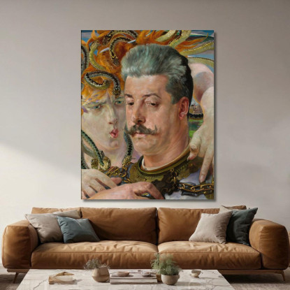 Ritratto Di Tadeusz Blotnicki Con Medusa Jacek Malczewski jml166 quadro stampato su tela