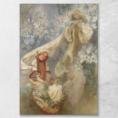 Madonna Dei Gigli 1905 Alphonse Mucha amu79 quadro stampato su tela
