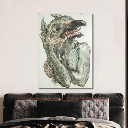 Diavolo Con La Testa Di Uccello Jan Matejko jmt10 quadro stampato su tela