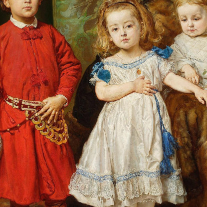 Ritratto Dei Tre Figli Dell Artista Tadeusz Helena E Beata Jan Matejko jmt29 quadro stampato su tela